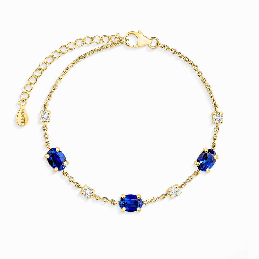 Vianne Jewellery Blue Sapphire and Moissanite Bracelet in 18k Gold Vermeil