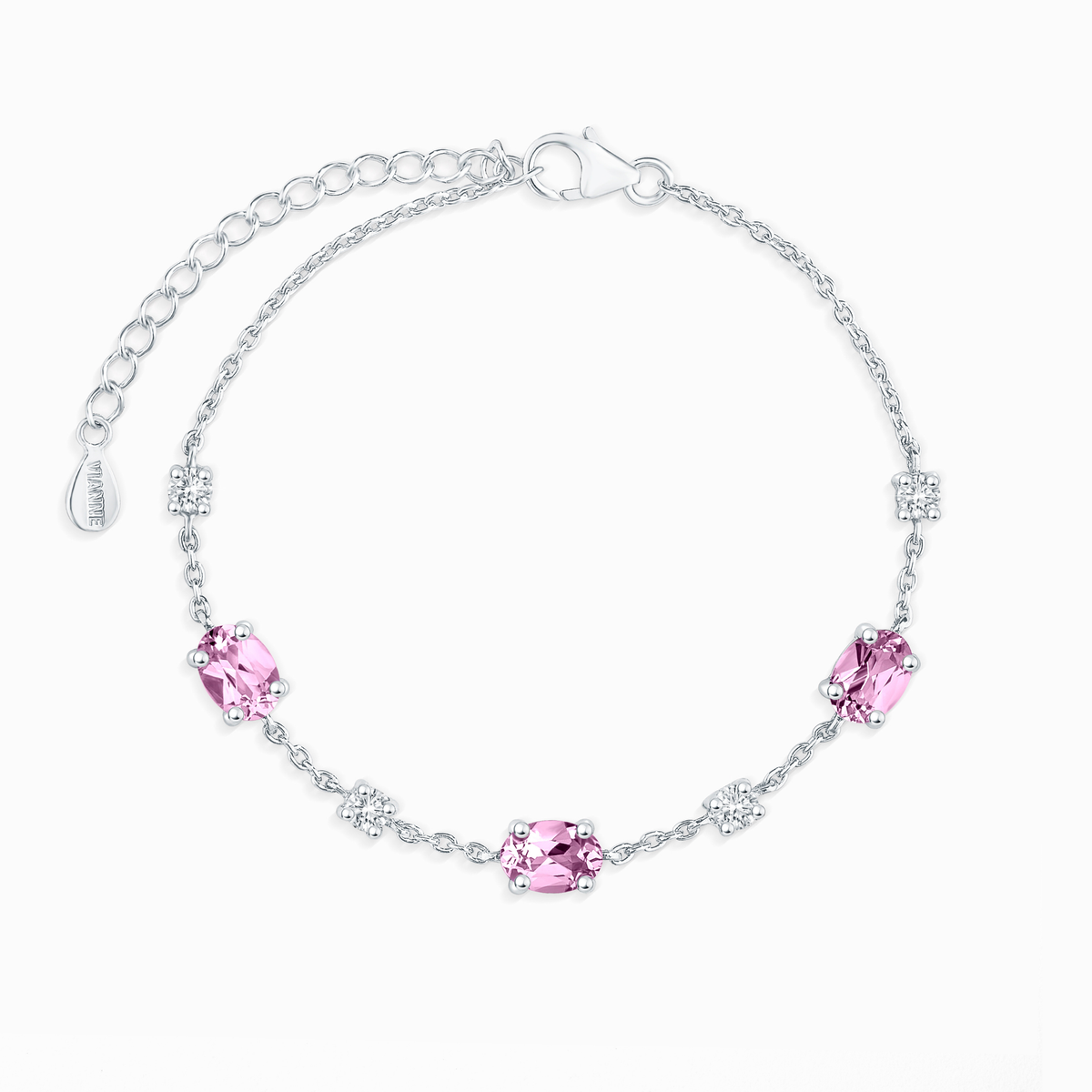Vianne Jewellery Pink Sapphire and Moissanite Bracelet in Sterling Silver