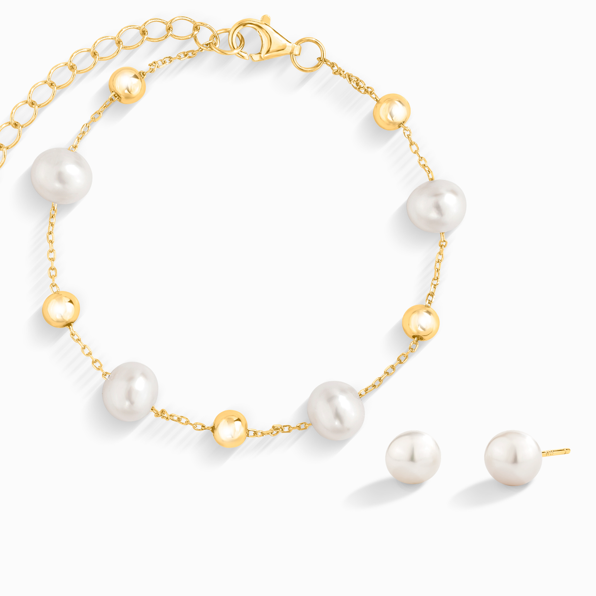 Vianne Jewellery Pearl Everyday Jewellery Set in 18k Gold Vermeil