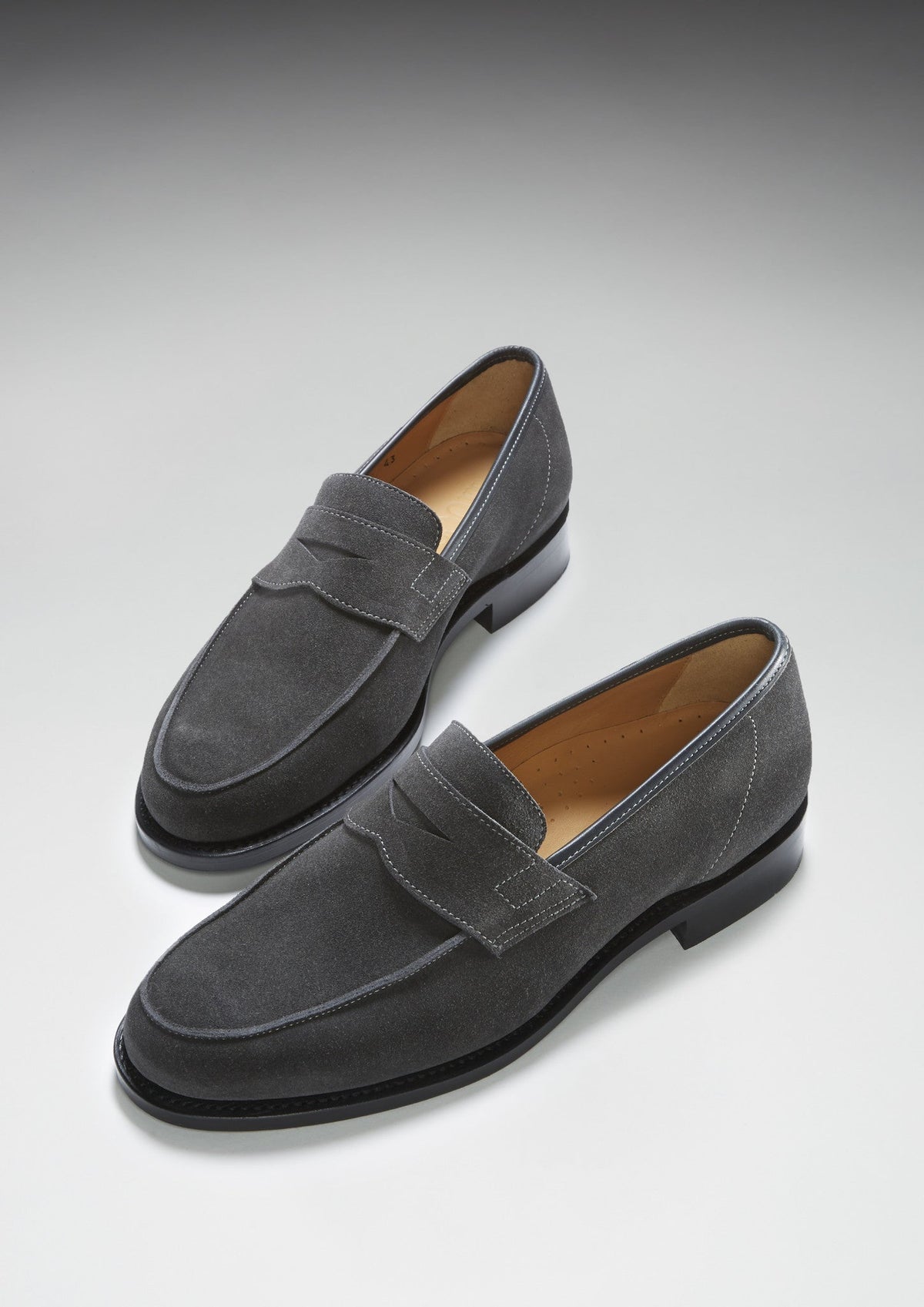 Hugs & Co. Slate Grey Suede Loafers with Goodyear Welted Leather Sole