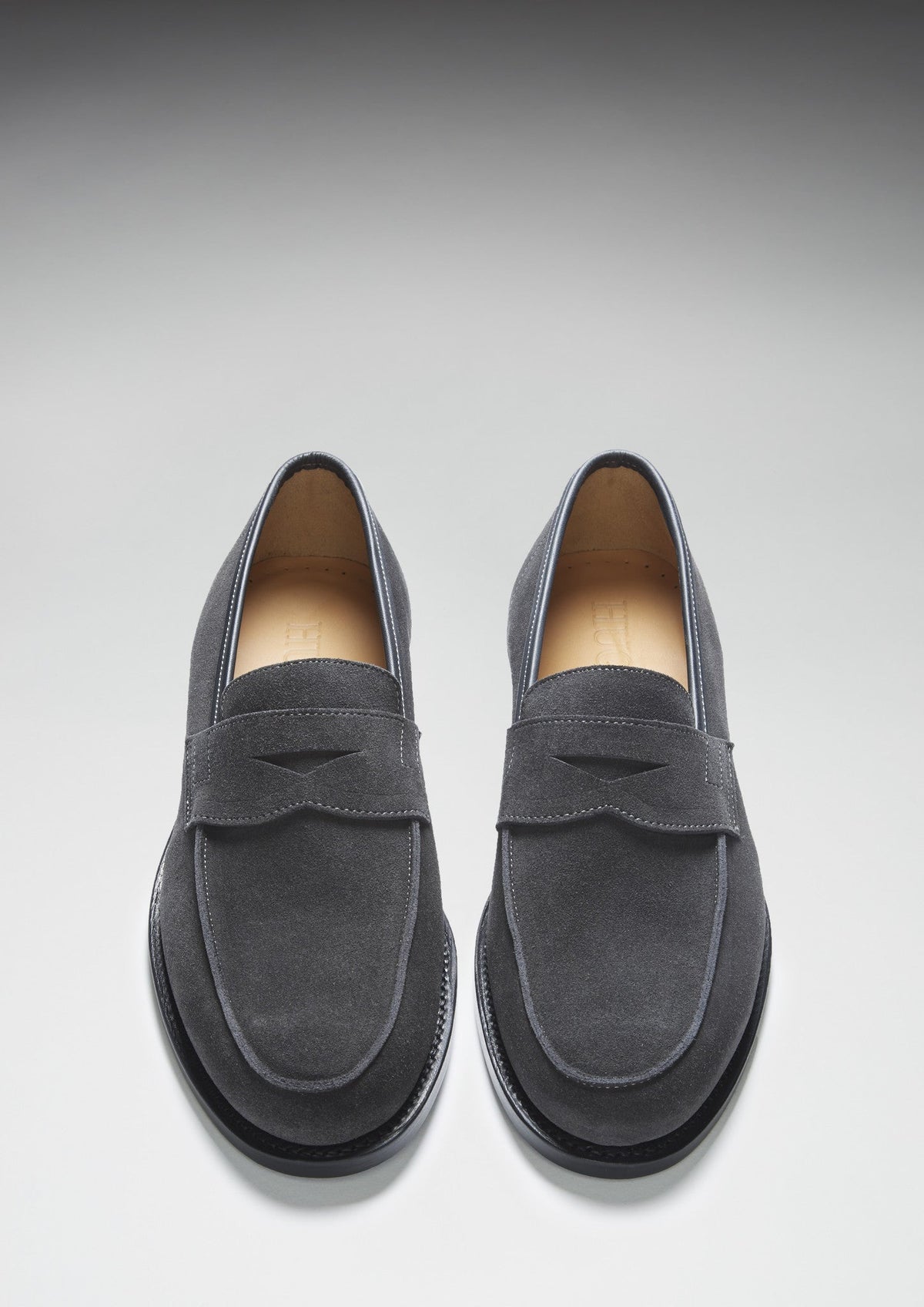 Hugs & Co. Slate Grey Suede Loafers with Goodyear Welted Leather Sole