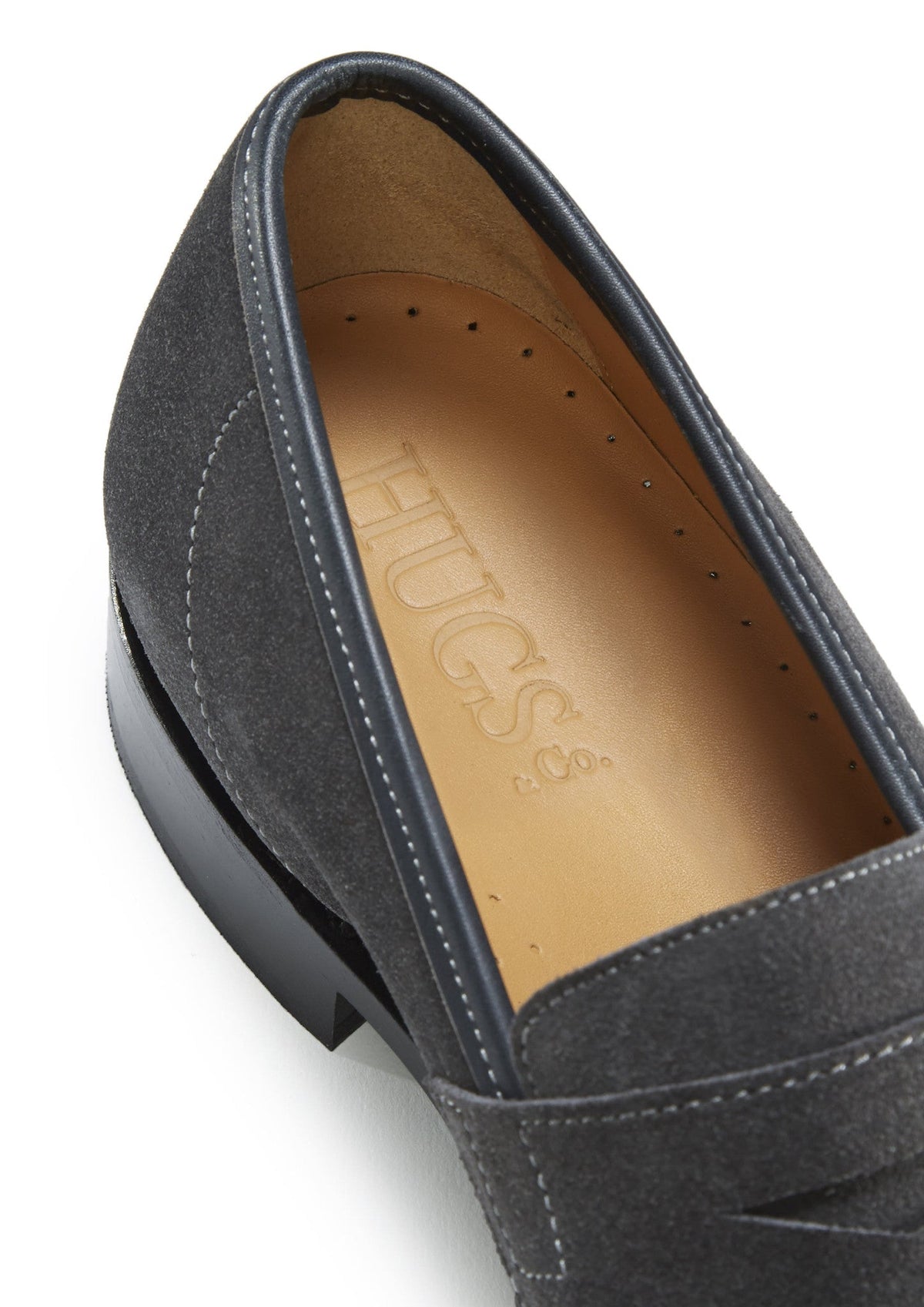 Hugs & Co. Slate Grey Suede Loafers with Goodyear Welted Leather Sole