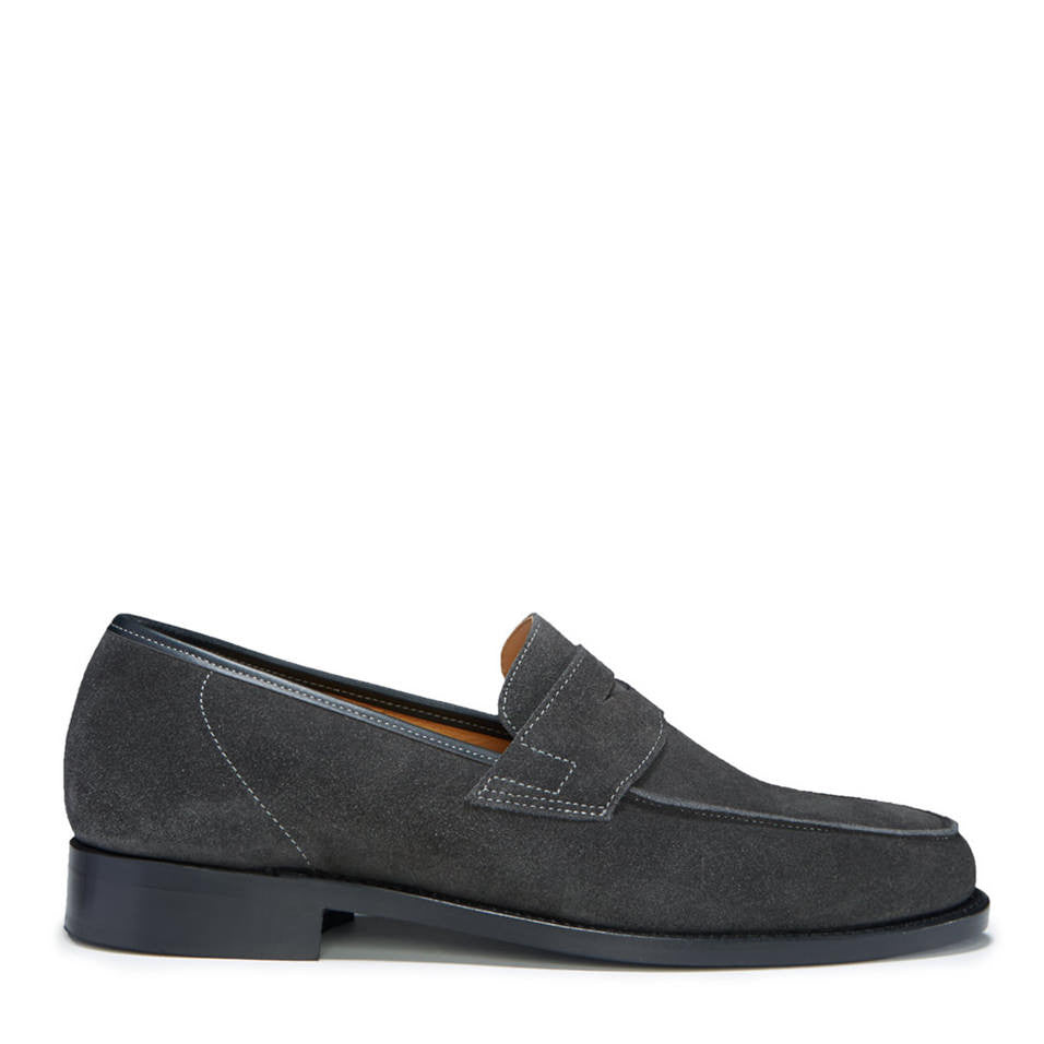 Hugs & Co. Slate Grey Suede Loafers with Goodyear Welted Leather Sole