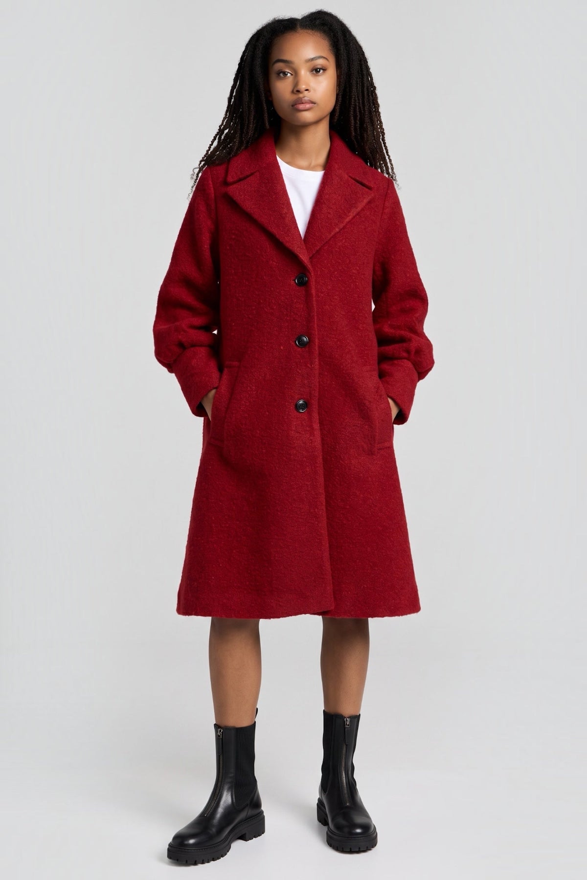 Louche Mischa Statement Sleeve Coat - Dark Red