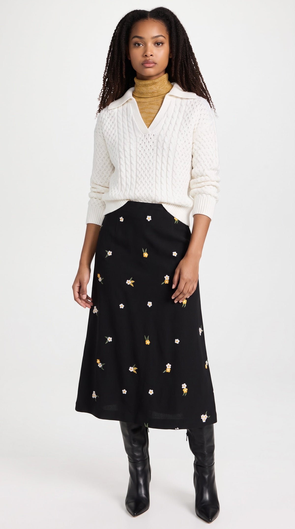 Jamie Cable Collar Jumper - Off White