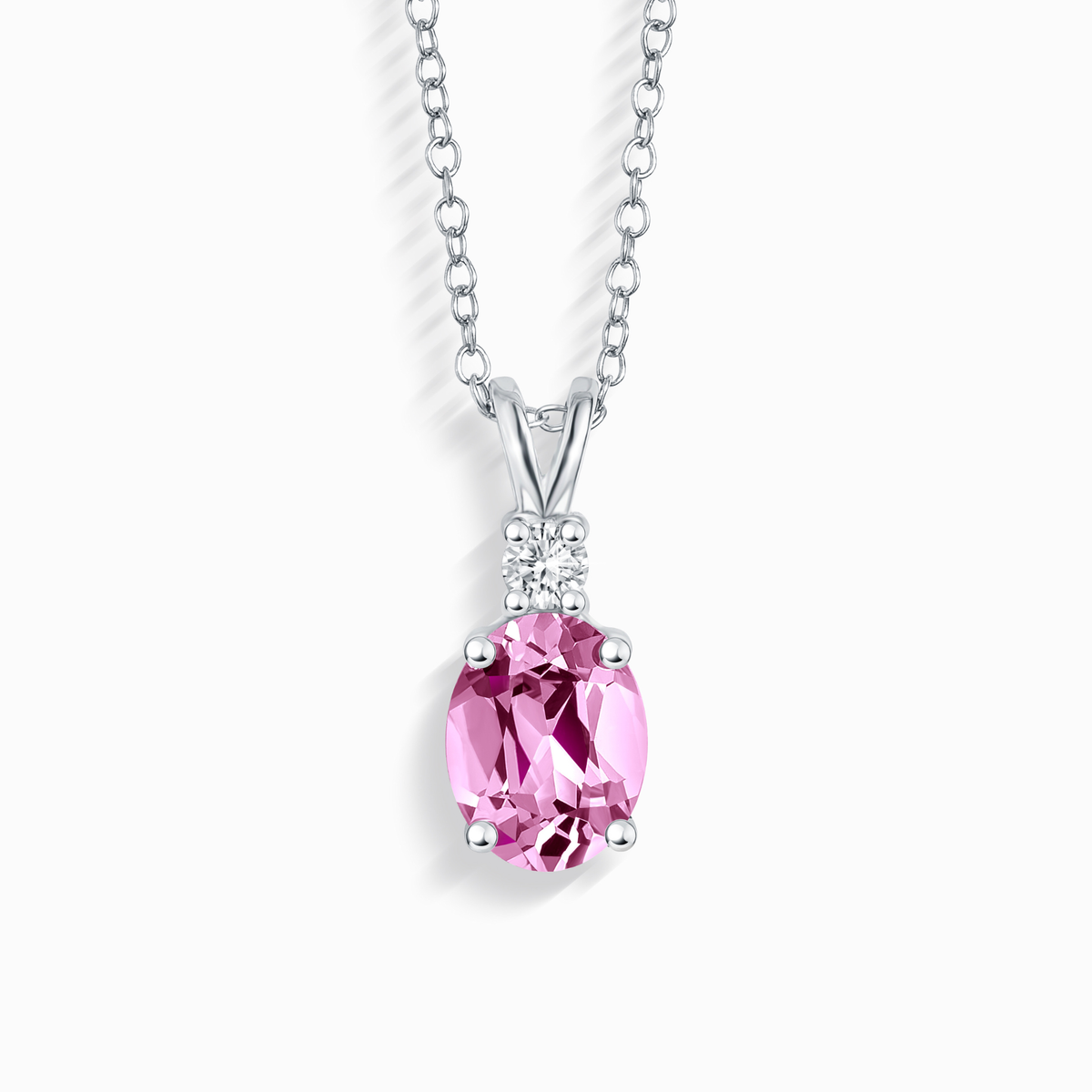 Vianne Jewellery 2ct Pink Sapphire Oval Pendant Necklace in Sterling Silver
