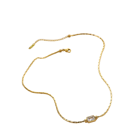 Savaé Design 18K Gold Square Zircon Pendant Necklace