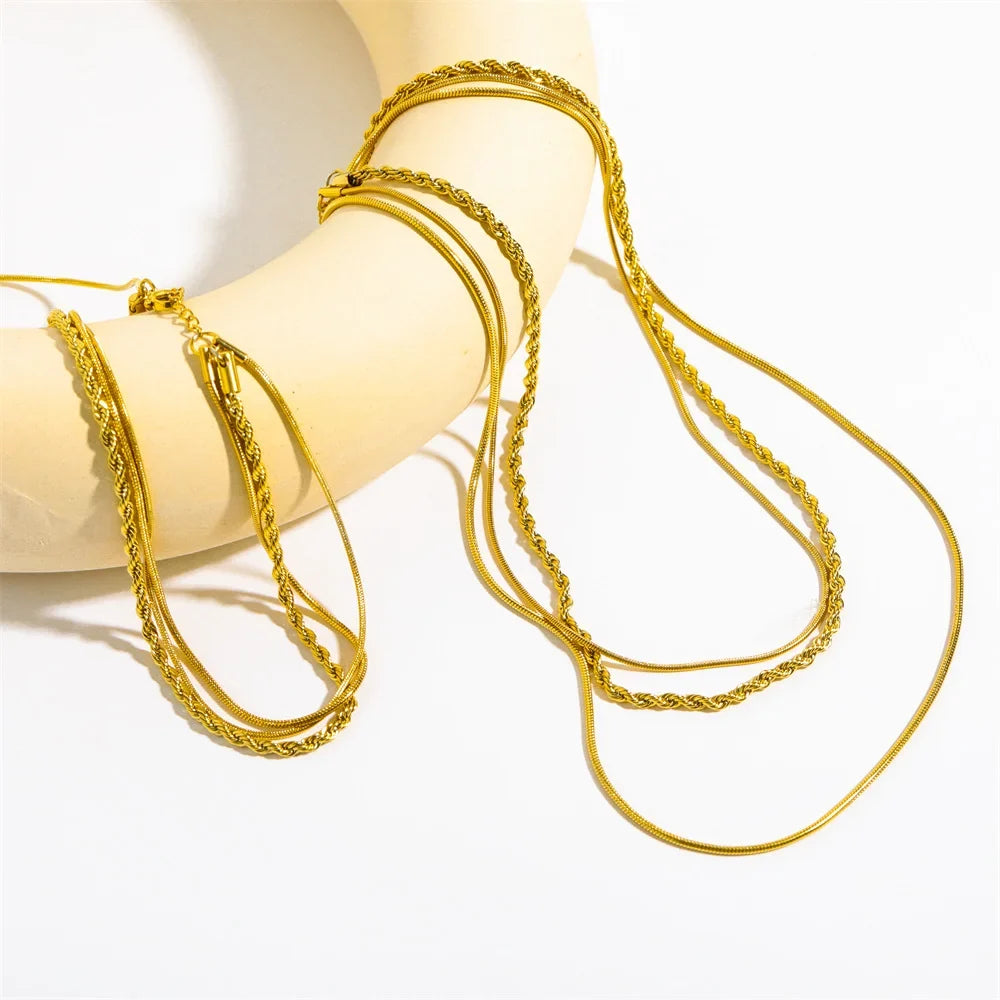 Savaé Design 18K Gold Plated Layered Chain Necklace