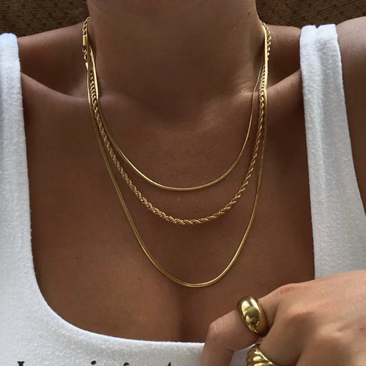 Savaé Design 18K Gold Plated Layered Chain Necklace