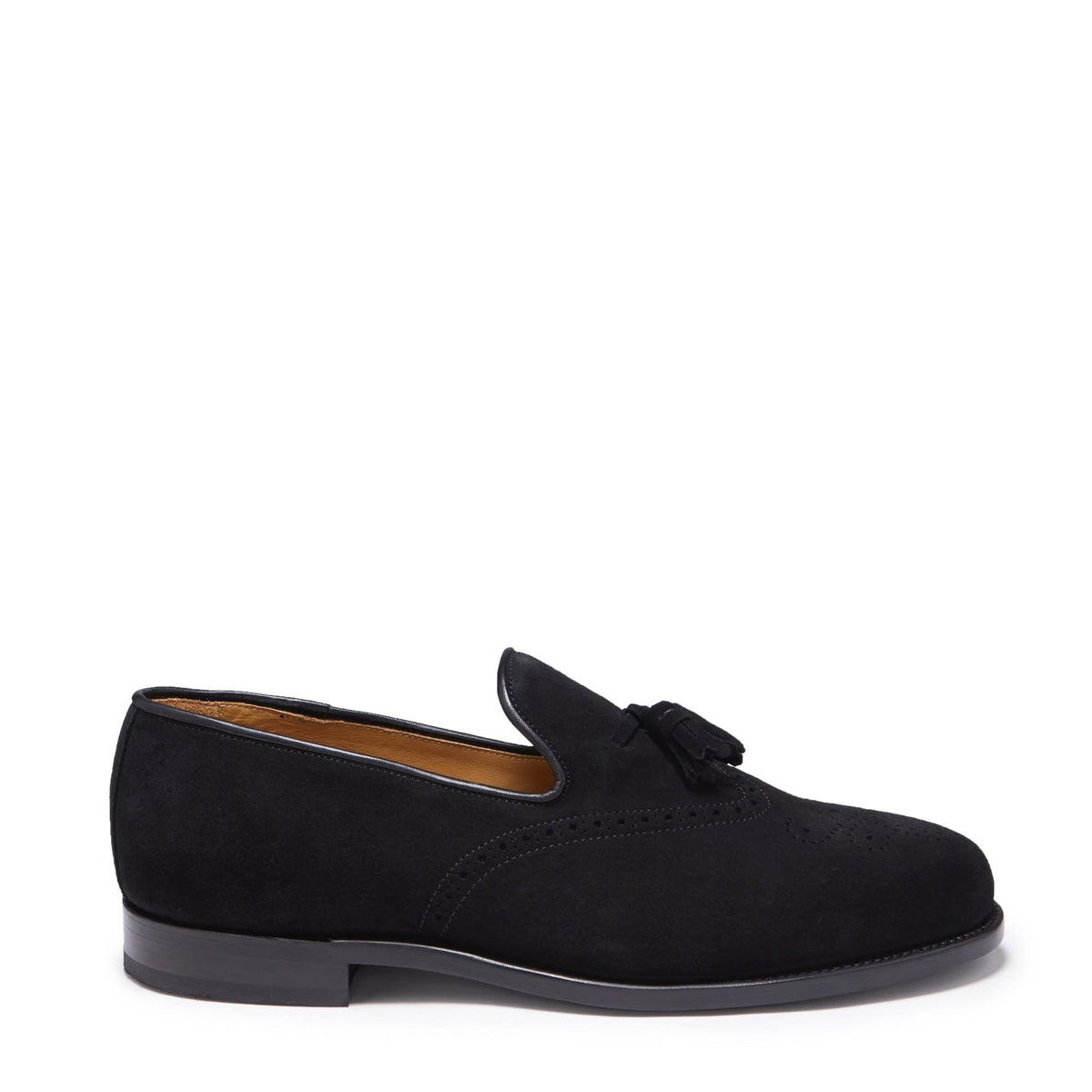 Hugs & Co. Black C.F. Stead Suede Tasselled Brogues with Goodyear Welted Leather Sole