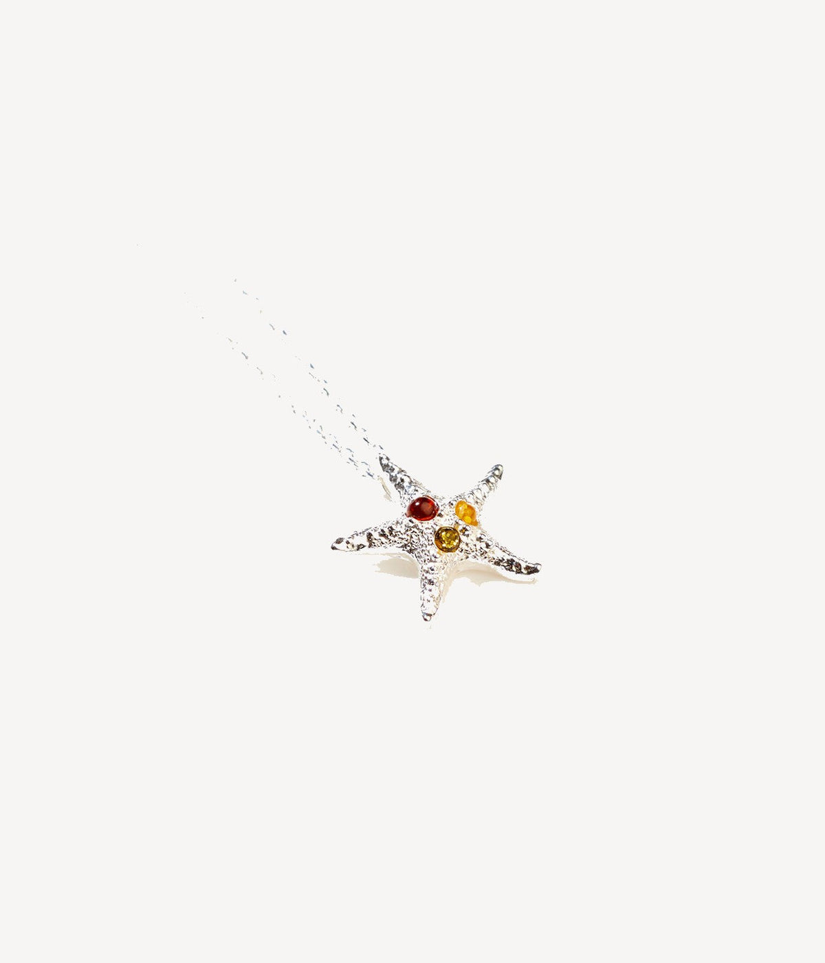 Baltic Beauty Tri-Amber Starfish Pendant Necklace in Sterling Silver