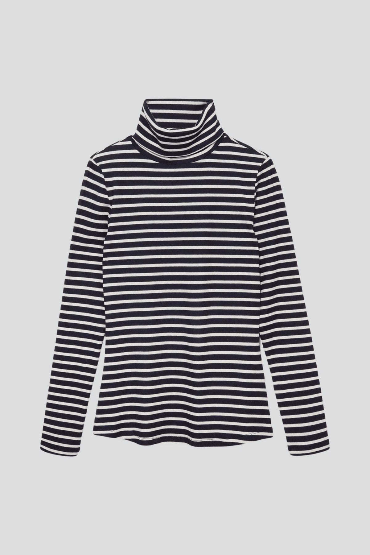 Lavender Hill Clothing Long Sleeve Striped Cotton Roll Neck Top