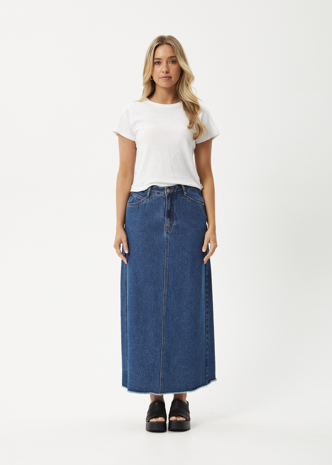 Afends Chichi Denim Midi Skirt