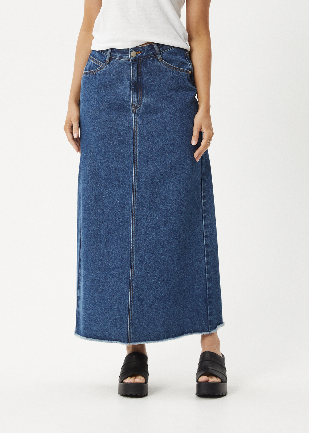 Afends Chichi Denim Midi Skirt