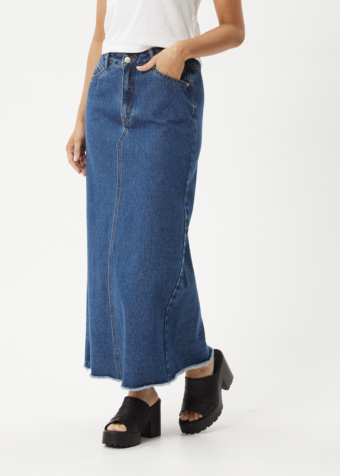 Afends Chichi Denim Midi Skirt