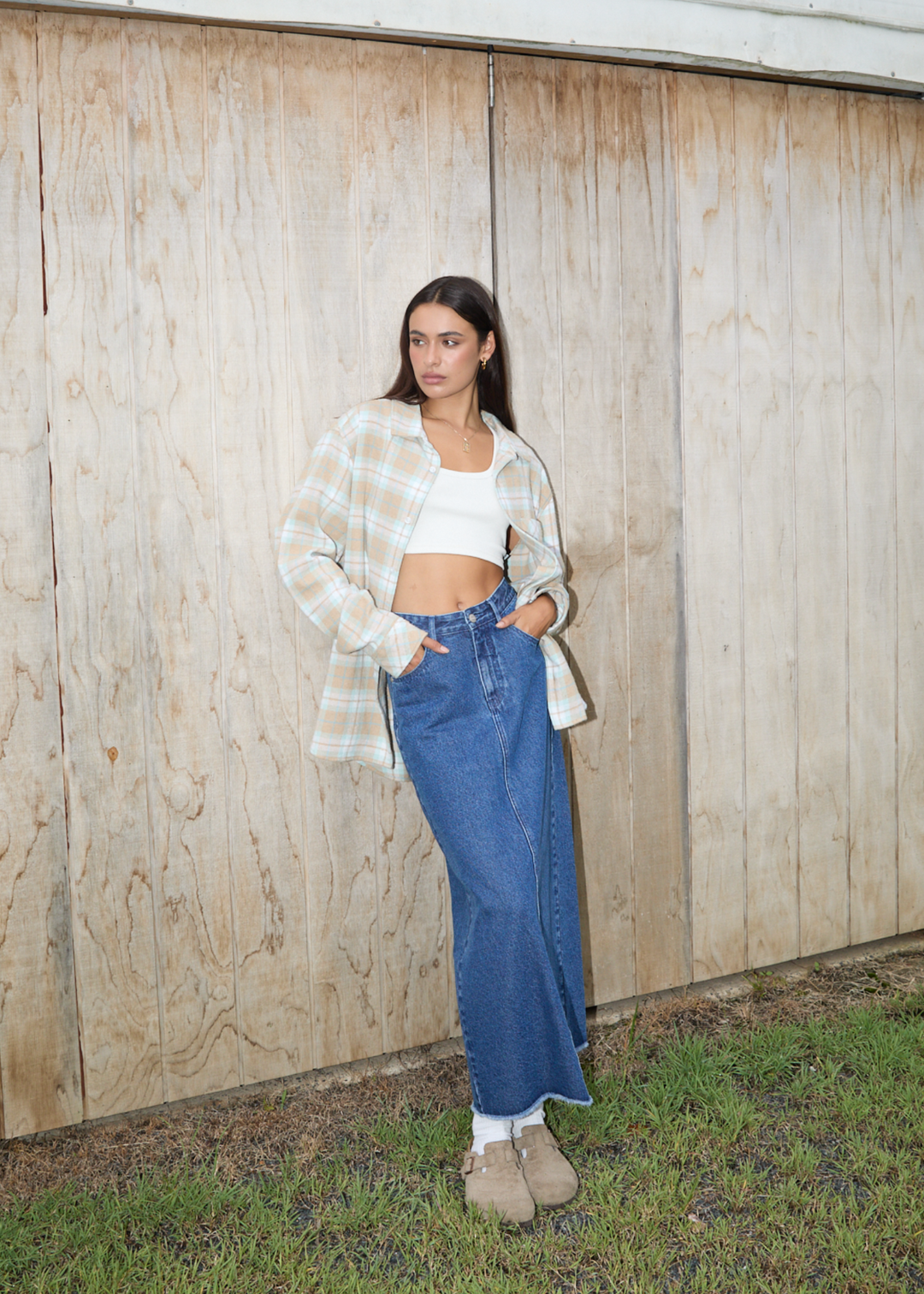Afends Chichi Denim Midi Skirt