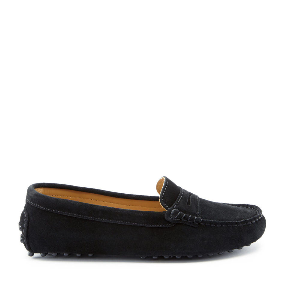 Hugs & Co. Women's Black Suede Penny Driving Loafers