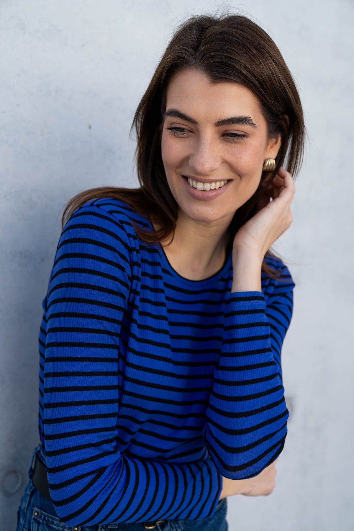 Lavender Hill Clothing Long Sleeve Striped Crew Neck T-Shirt