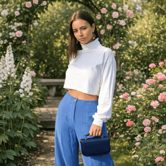 Aura Handmade Leather Bag – Navy Blue - Bascora