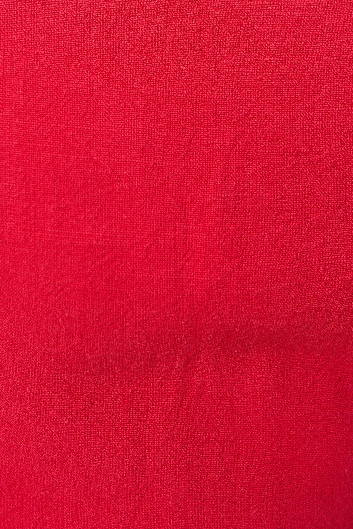 Baya Linen Mix Square Neck Midi Dress – Red - Bascora