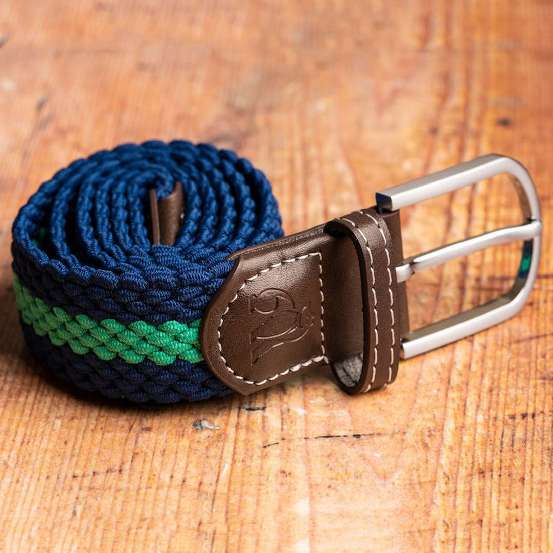 Swole Panda Woven Belt in Blue and Green Stripe