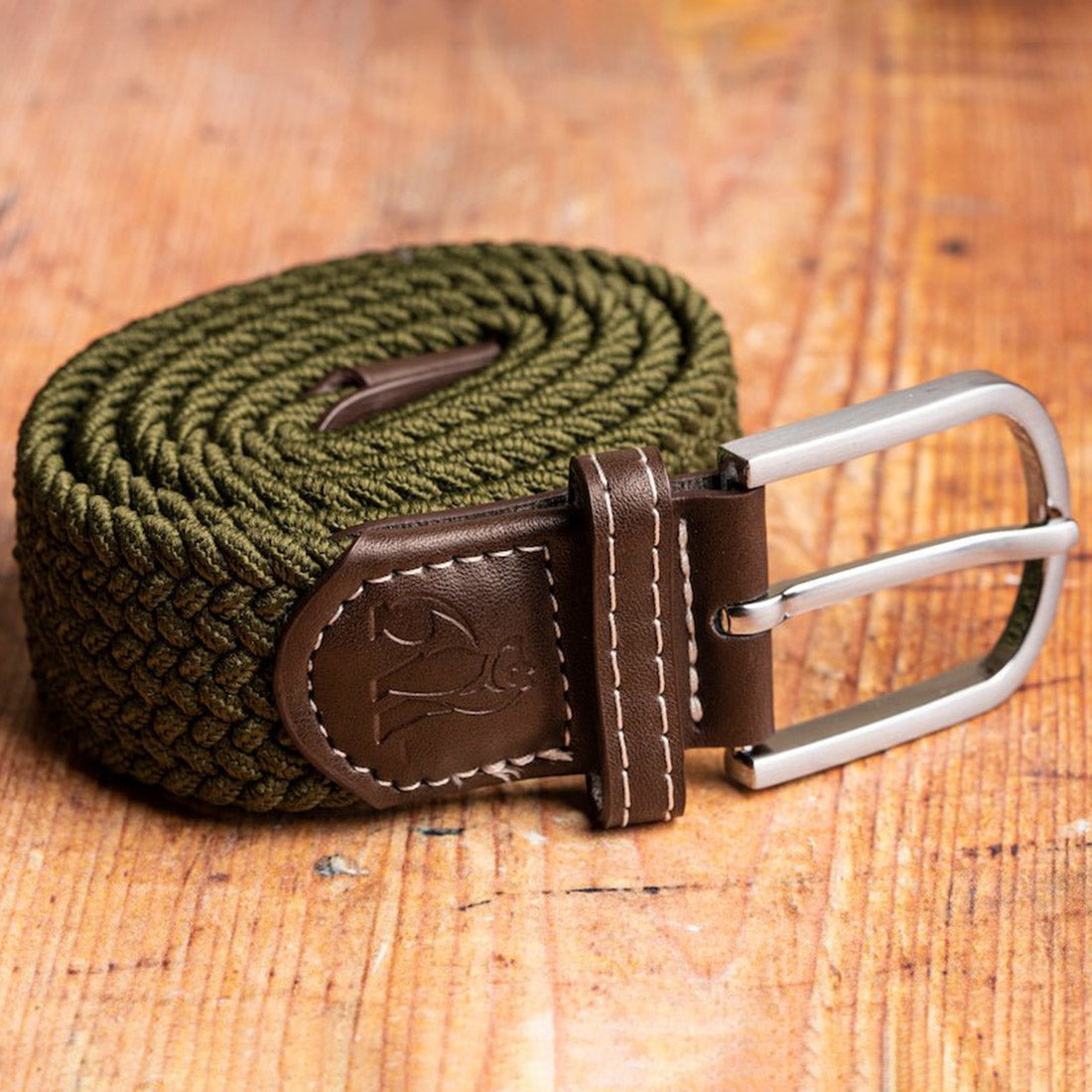Swole Panda Recycled Woven Belt in Khaki Green