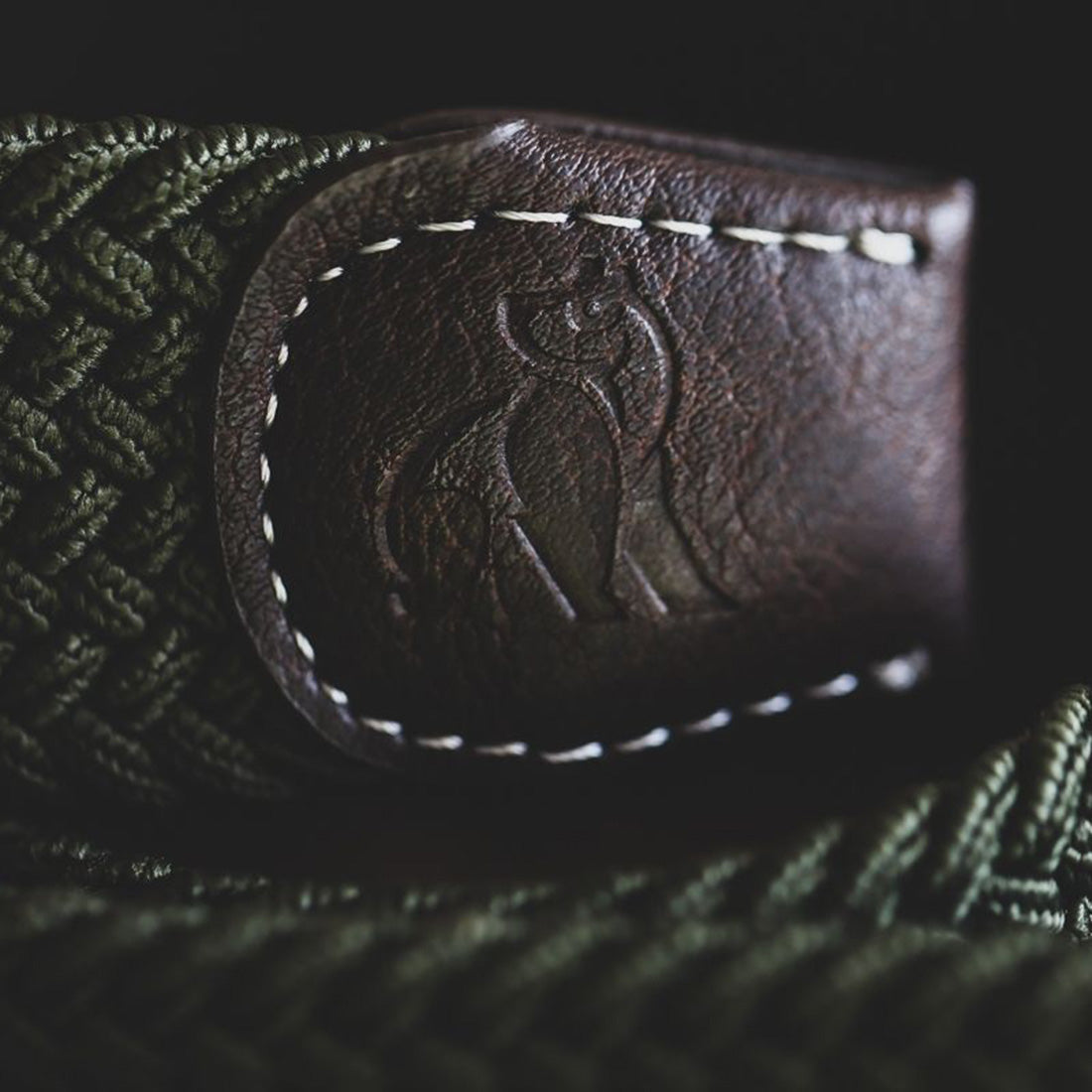 Swole Panda Woven Belt in Navy Grey Brown Zigzag