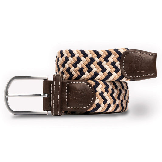 Swole Panda Woven Belt in Navy and Beige Zigzag