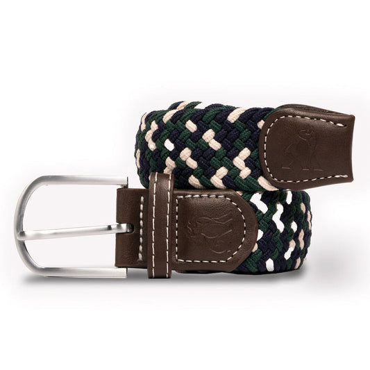 Swole Panda Woven Belt in Navy and Green Zigzag