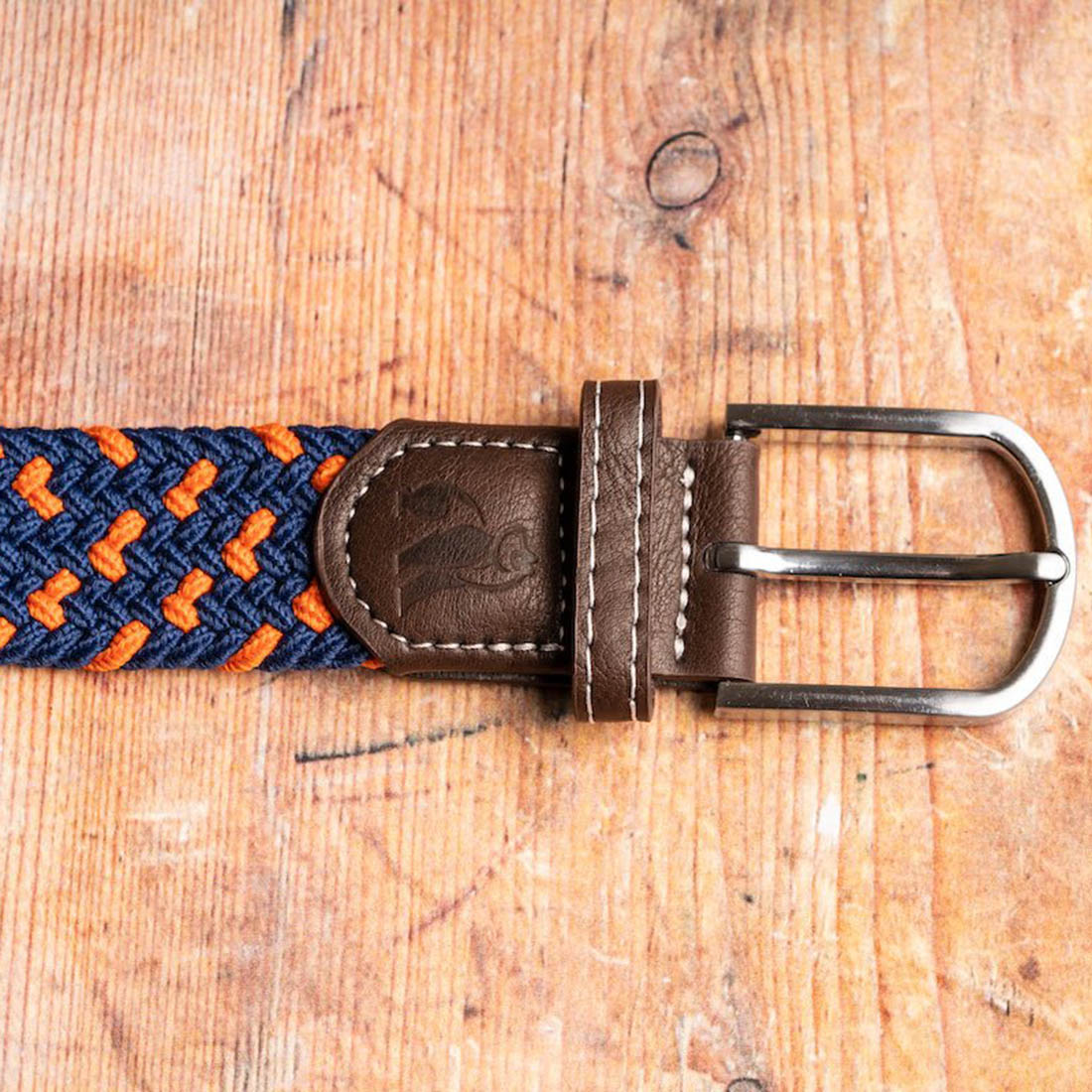 Swole Panda Recycled Woven Belt in Navy and Orange Spot
