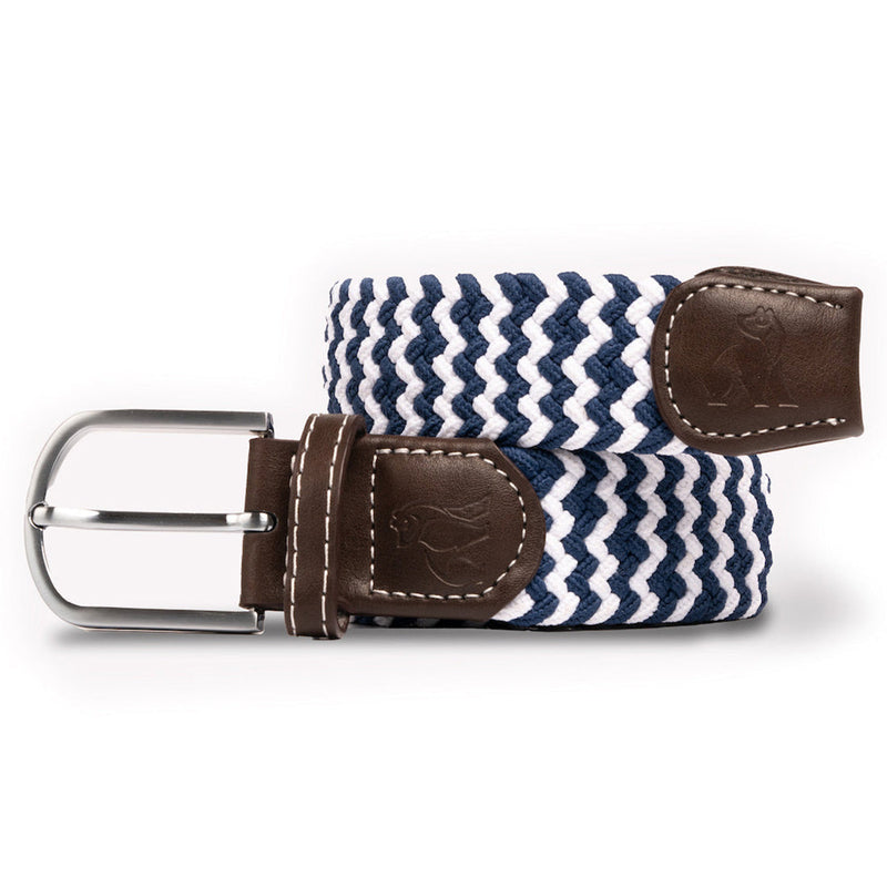 Swole Panda Woven Belt in Navy and White Zigzag