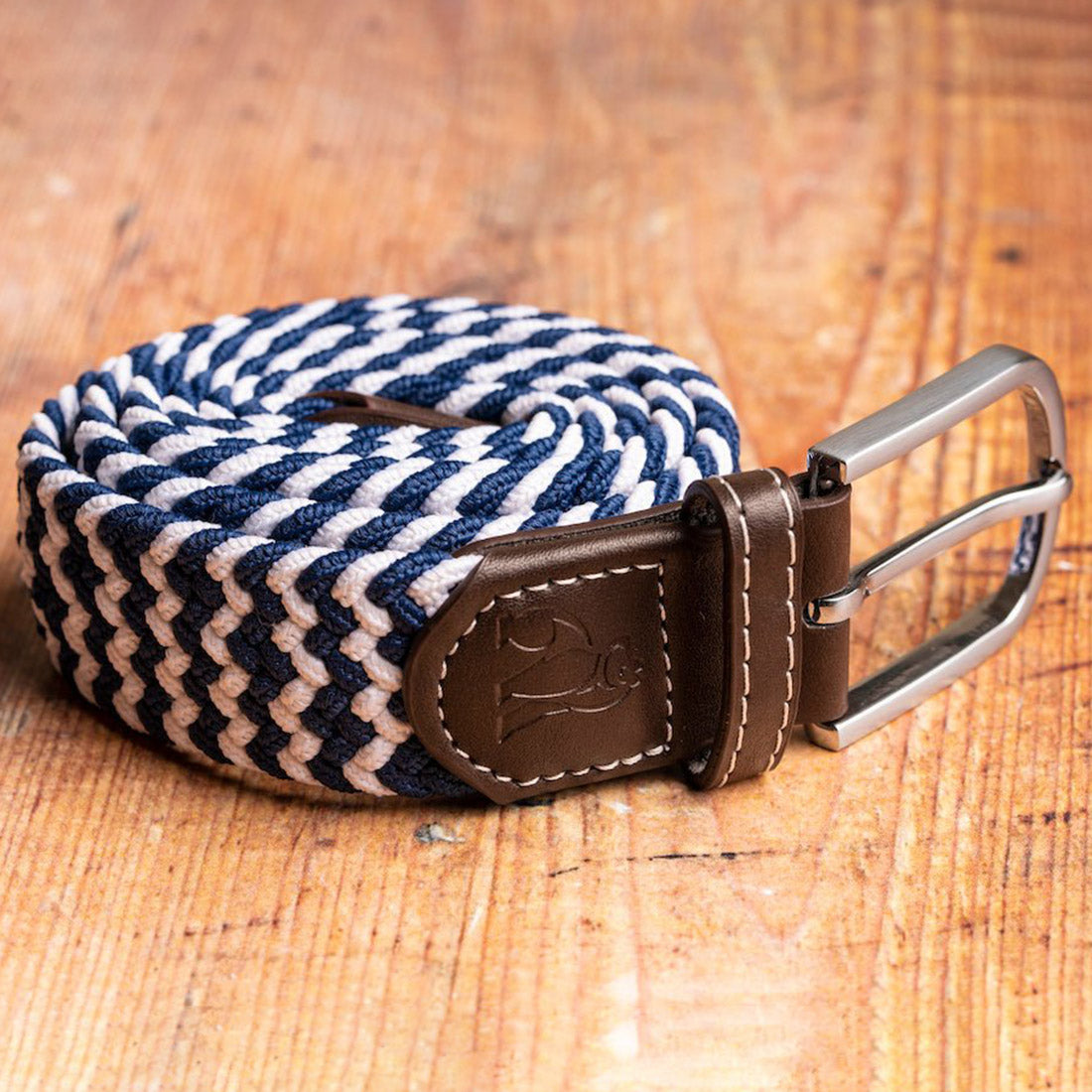 Swole Panda Woven Belt in Navy and White Zigzag