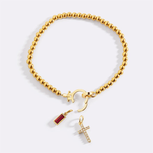 Savaé Design Cross Birthstone Charm Bracelet