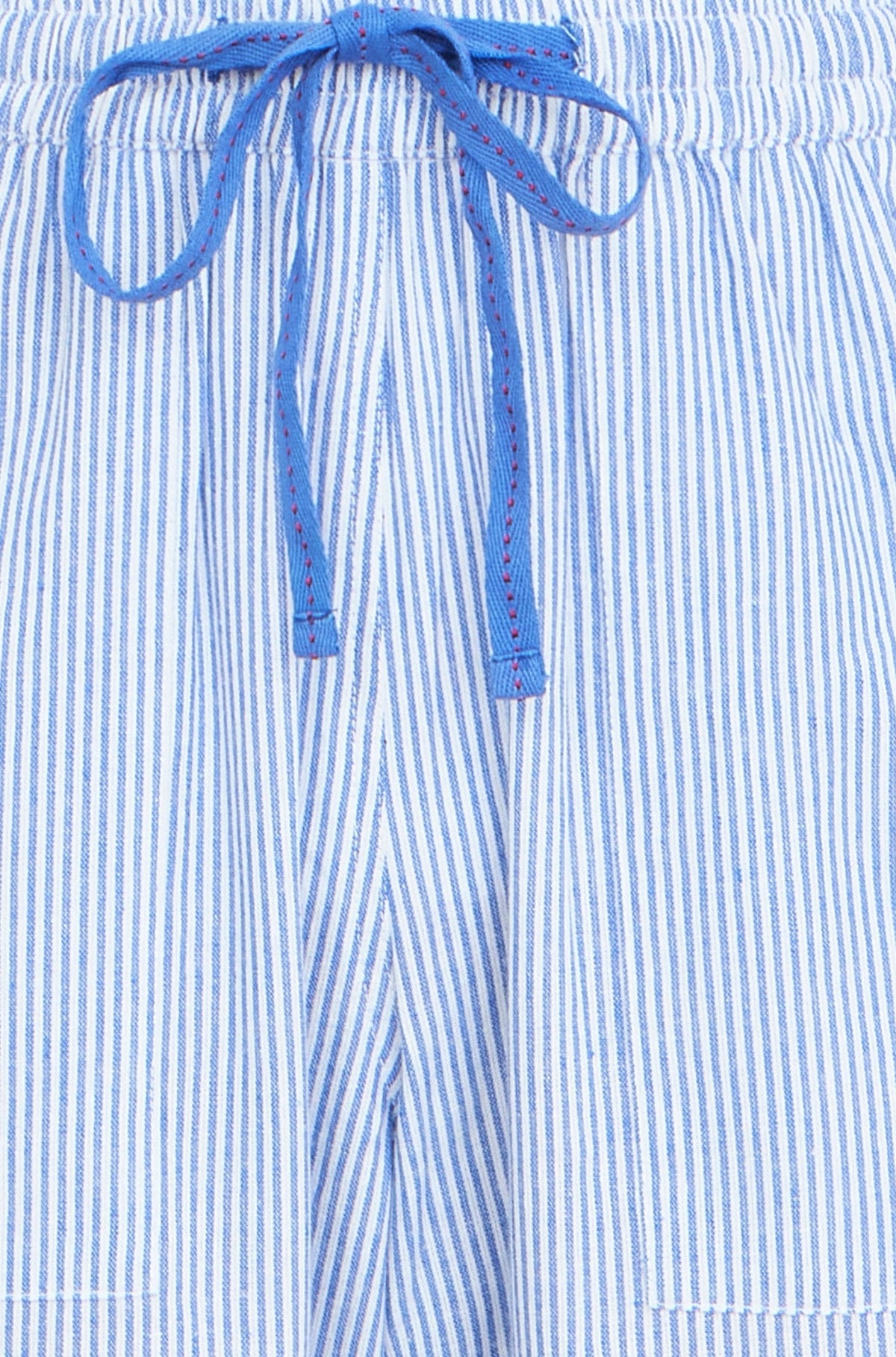 Blue Cotton Stripe Cropped Trousers - Bascora