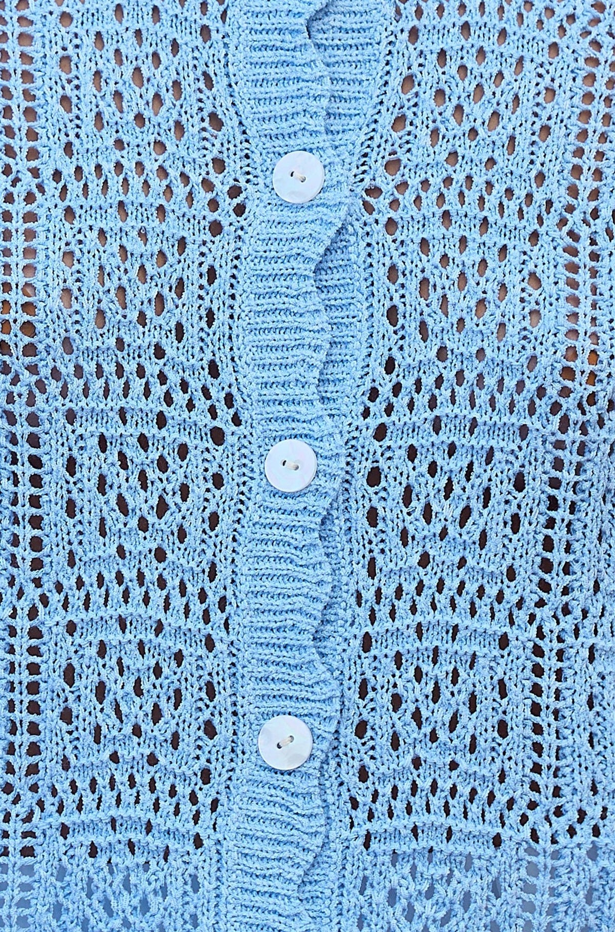 Blue Crochet Short Sleeve Cardigan - Bascora