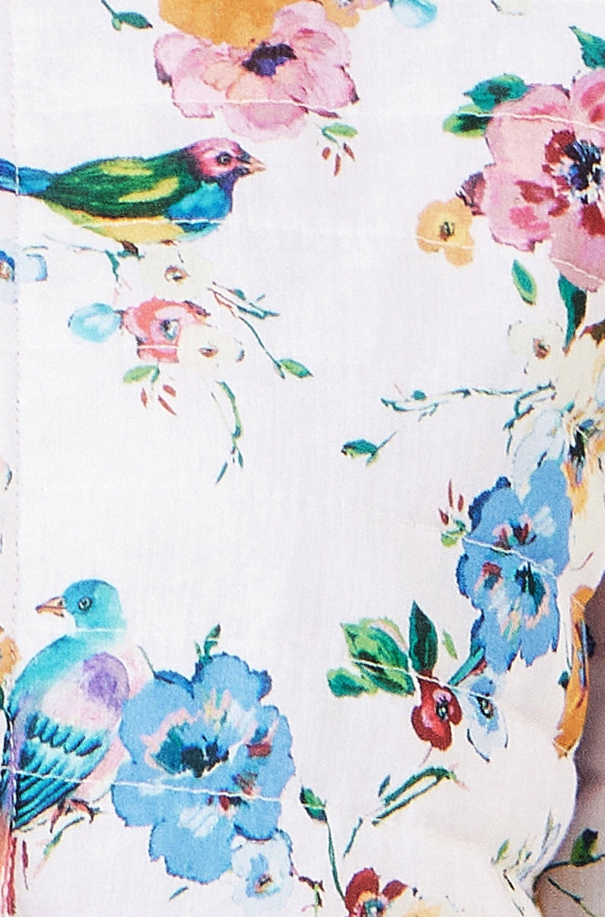 Blue Floral Embroidery Cotton Jacket - Bascora