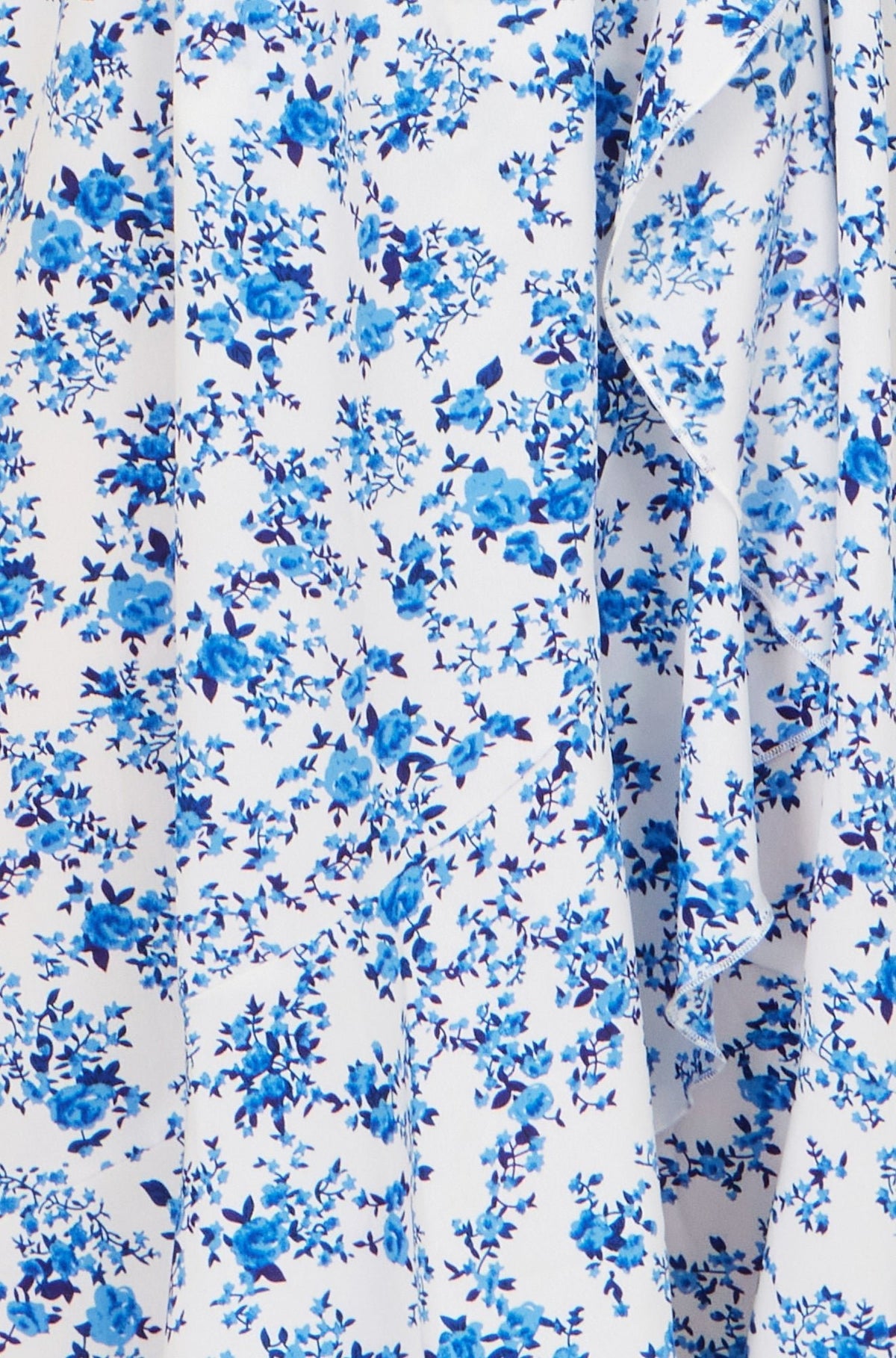 Blue Floral Print Bardot Midi Dress With Dip Hem - Bascora