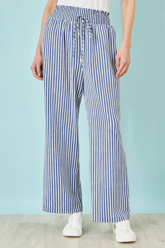 Blue Stripe Relaxed Trousers - Bascora
