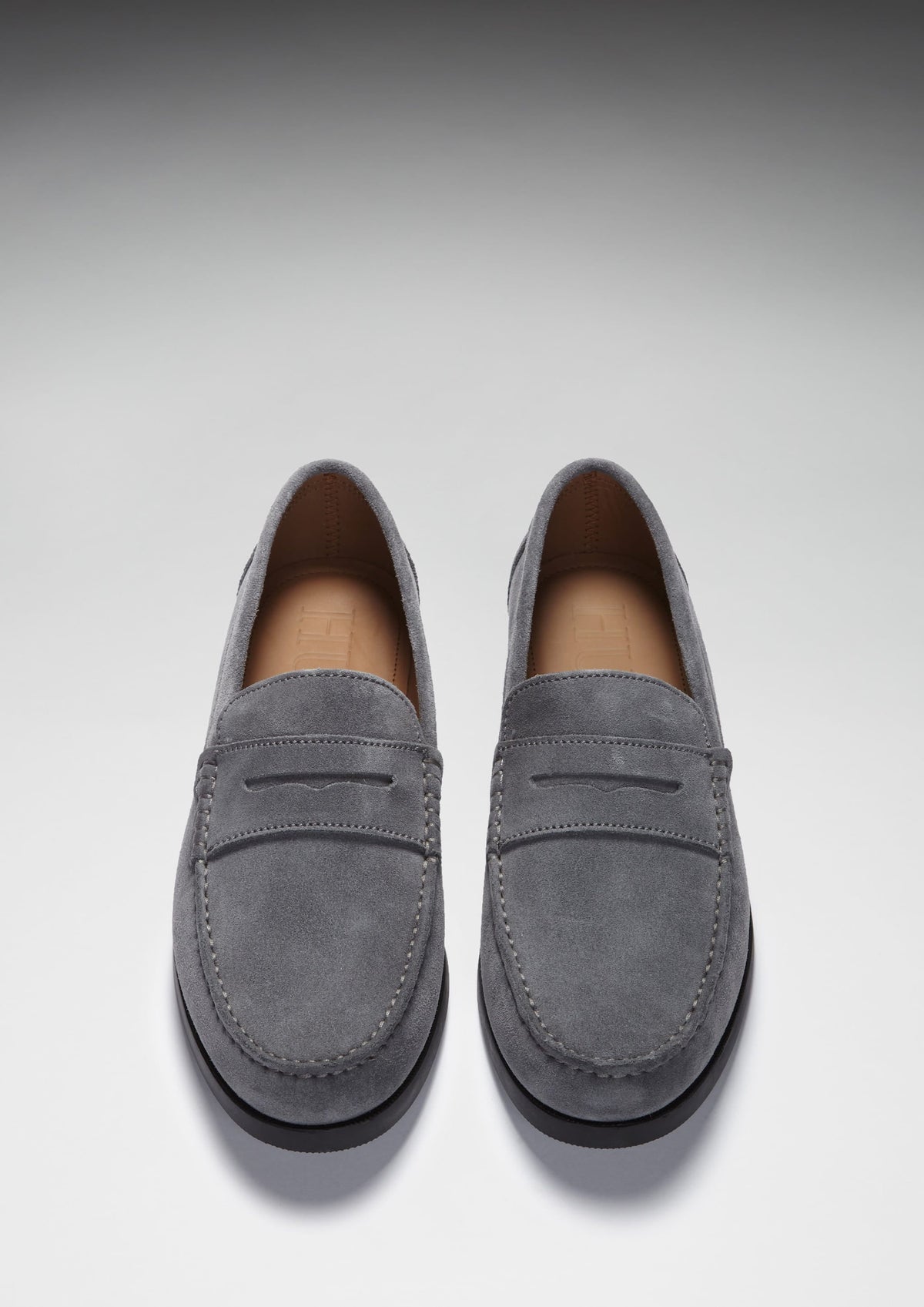 Hugs & Co. Slate Grey Italian Suede Boat Loafers with Rubber Sole for Men