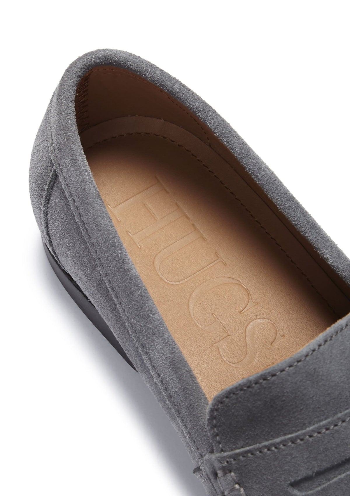 Hugs & Co. Slate Grey Italian Suede Boat Loafers with Rubber Sole for Men