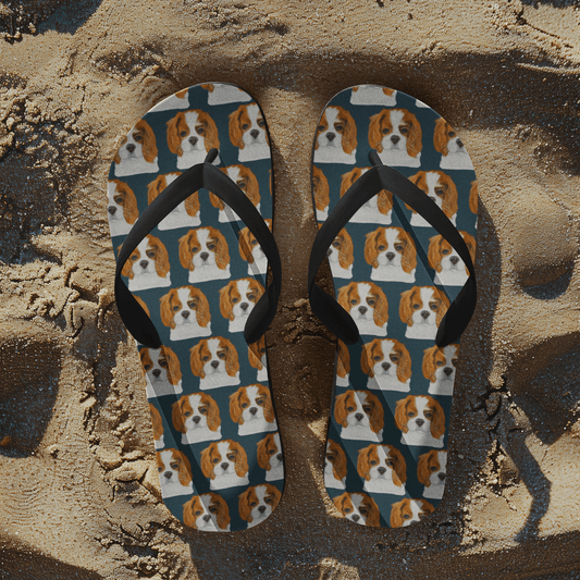 Bon Dog Pawse & Strut Flip Flops – Dog Lover Summer Sandals on sand