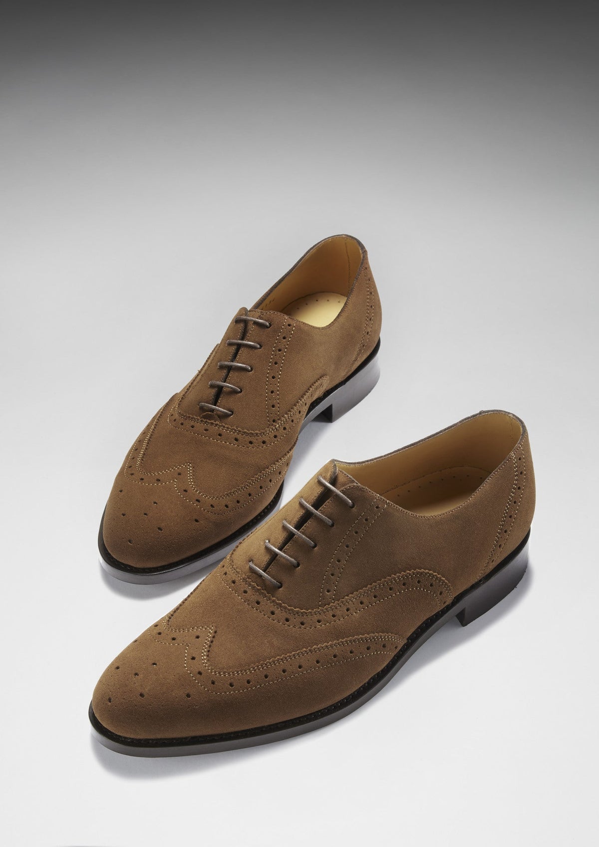 Hugs & Co. Brown Suede Brogues with Goodyear Welted Leather Sole for Men