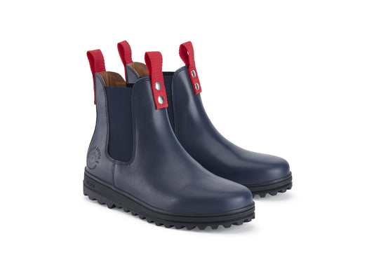Busby Women's Navy Blue Leather Winter Chelsea Boots