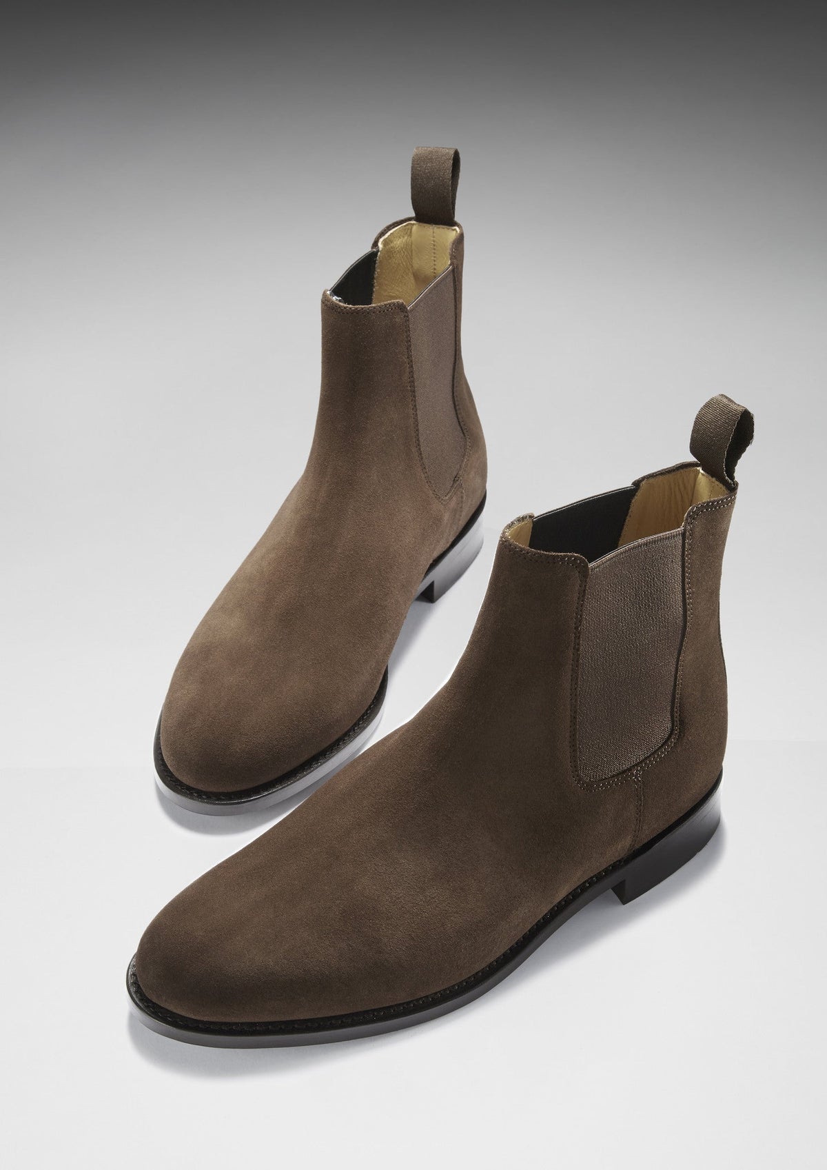 Hugs & Co. Brown Suede Chelsea Boots with Goodyear Welted Leather Sole for Men