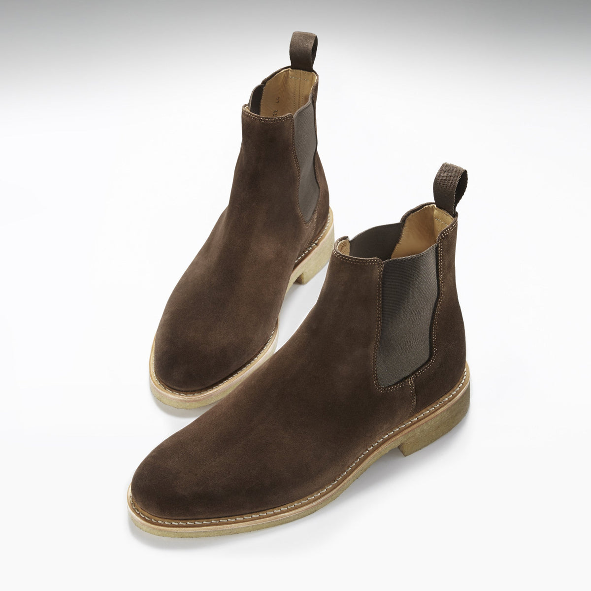 Hugs & Co. Brown Suede Chelsea Boots with Goodyear Welted Italian Crepe Rubber Sole