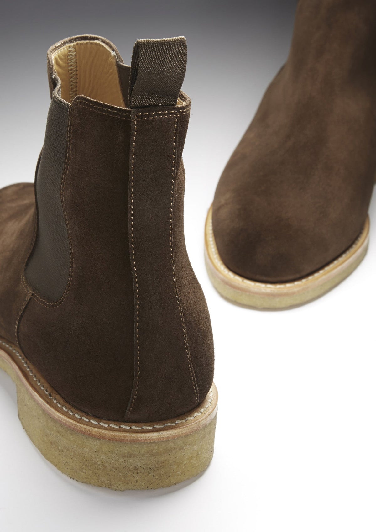 Hugs & Co. Brown Suede Chelsea Boots with Goodyear Welted Italian Crepe Rubber Sole