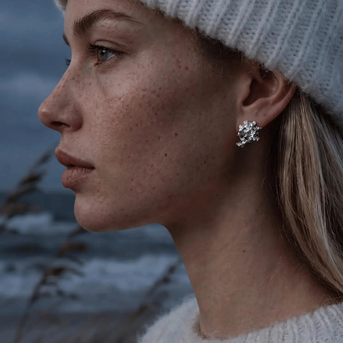 Dainty London Saltwater Coral Stud Earrings in Gold Vermeil or Sterling Silver