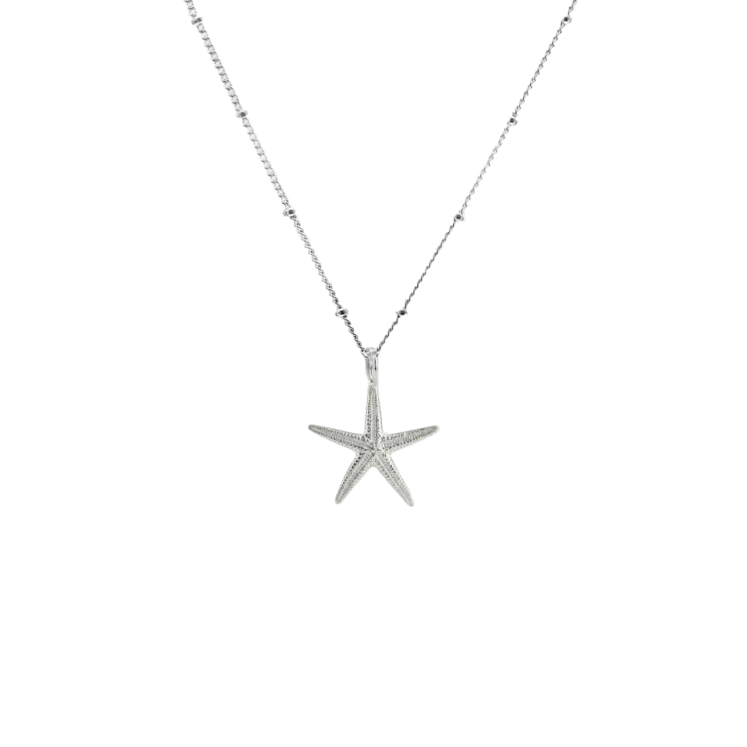 Dainty London Real Starfish Necklace in Recycled Sterling Silver