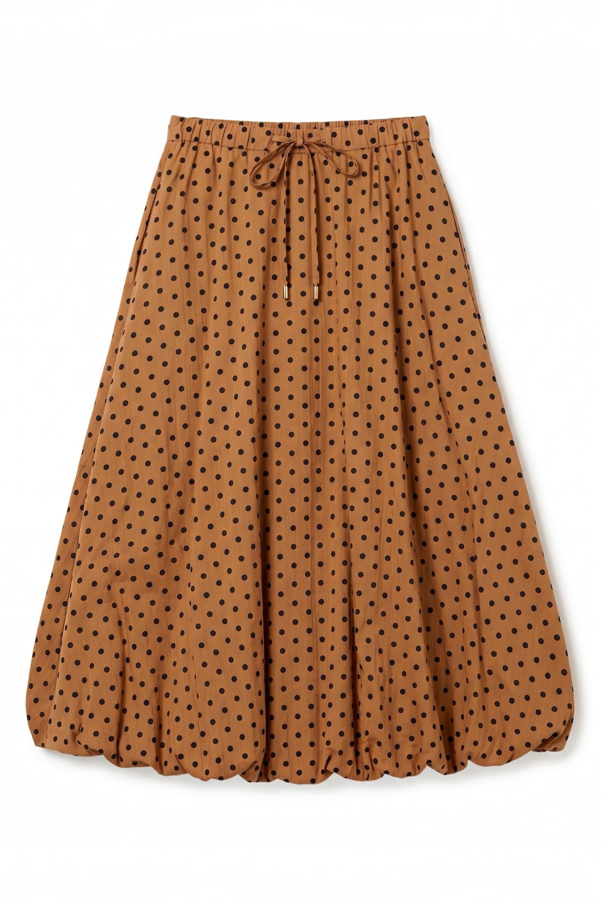 Dixie Spot Print Bubble Hem Midaxi Skirt - Toffee