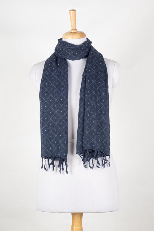 SVEŽElife Dotted Diamond Merino Wool Scarf Blue | Bascora